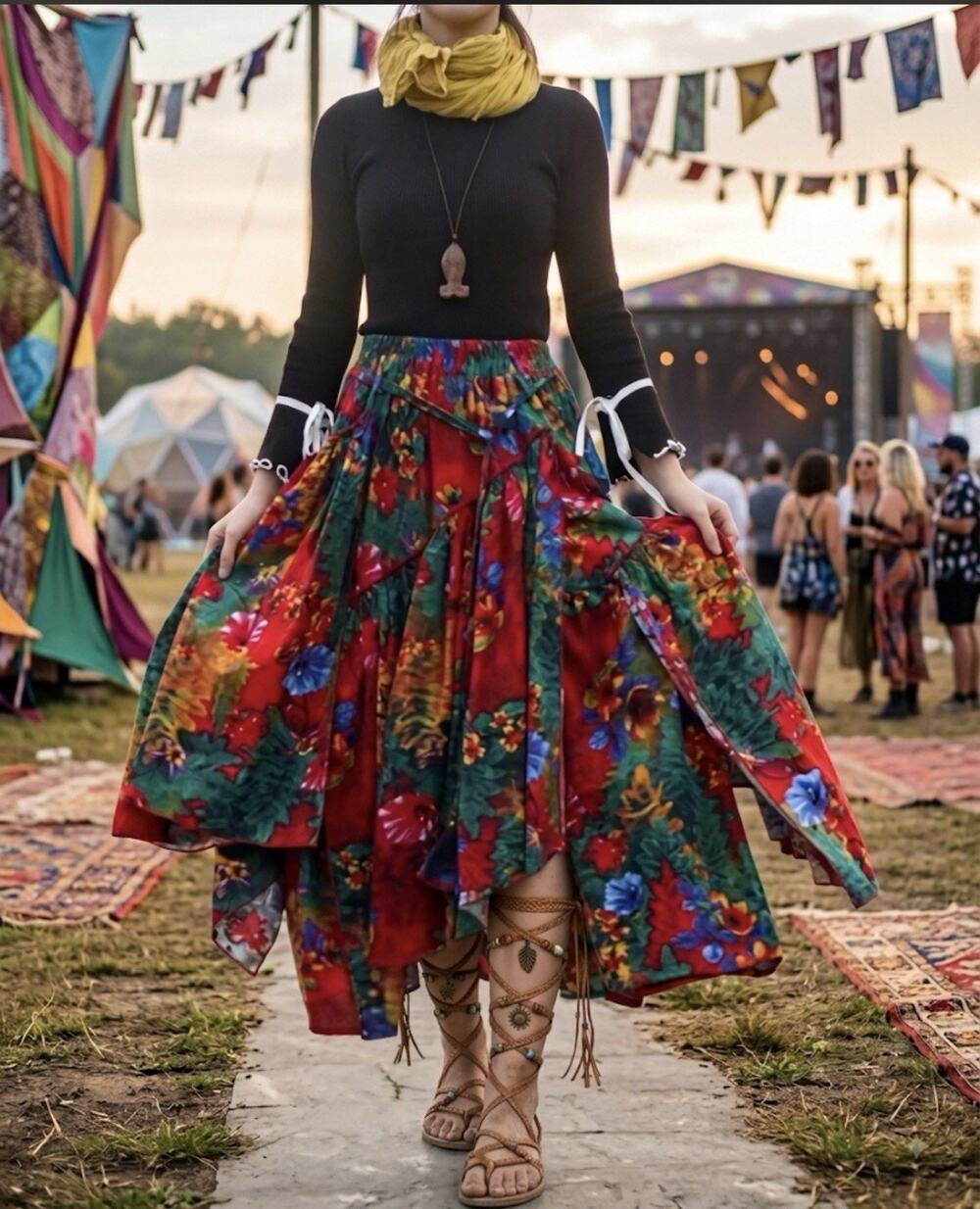 Vintage Women’s Maxi Skirt Floral Boho Layered Festival Whimsigoth Size XS NWT - Picture 1 of 12
